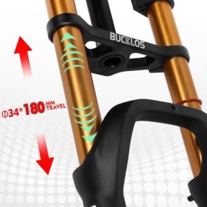 BUCKLOS 20 inch 4.0 Fat Tire E-Bike Air Suspension Fork, 180mm Travel Spacing Hub 135mm Straight Tube MTB Manual Lockout 9mm QR Mountain Bike Double Shoulder Electric Bicycle Front Forks Snow Beach - Image 5