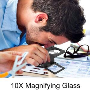 Rongon Pocket Magnifying Glasses Three-Folding Magnifier 10X 28MM Zinc Alloy Small Loupe Mini Magnifying Glass with Scale for Jewelry Sewing Textile Optical Thread Collection Repair - Image 8