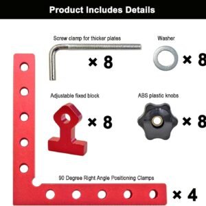 90 Degree Positioning Squares Right Angle Clamps for Woodworking - 4 Pack 5.5"Aluminum Alloy Woodworking Corner Clamps, for Picture Frame, Cabinet, Boxes, Drawers (4Pack 5.5'') - Image 5