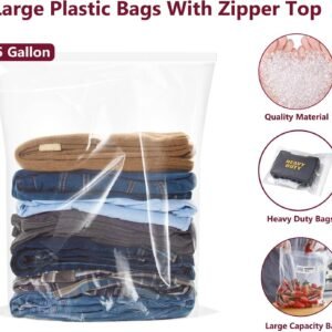 Large Plastic Bags With Zipper Top,5 Gallon,18" x 24",10 Pack,Extra Large Storage Packaging for Clothes,Travel, Moving, Large Reusable Bags,Heavy-Duty,BPA-Free, 2.36-mil Thick Clear 11 Large Plastic Bags With Zipper Top,5 Gallon,18" x 24",10 Pack,Extra Large Storage Packaging for Clothes,Travel, Moving, Large Reusable Bags,Heavy-Duty,BPA-Free, 2.36-mil Thick Clear - Image 4