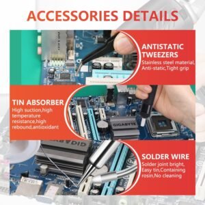 Ayyecoeeye Welder Five-piece set, Versatile Manual Soldering Gun, Internally Heated Industrial Welding Tools, Comes with Solder Wire Rolls, Stand and Accessories (Black) - Image 4