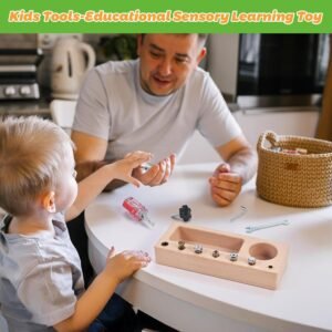 Wooderma Montessori Screwdriver Board Set, Wooden Montessori Toys for 3 4 5 Year Old, Toddler Screwdriver Toy, Kids Tool Set, Preschool Learning Sensory Toy, Fine Motor Skills Toys - Image 7