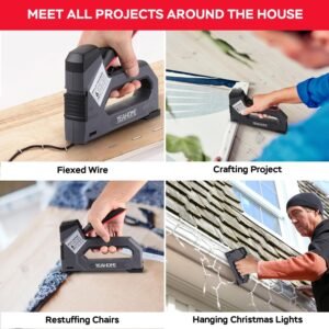 YEAHOME 6-in-1 Staple Gun Heavy Duty, Upholstery Manual Brad Nailer Power Adjustment Stapler Gun with 5000 Staples for Fixing Material, Wood, Crafts, Carpentry, Decoration DIY - Image 7