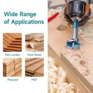 1-3/8 Inch Adjustable Hole Positioner, Hex Shank Carbide Tipped Forstner Drill Bit, Hole Saw Milling Cutter, with a L-Wrench, Woodworking Hinge Cutter Tools for Wood Plywood Hard Wood MDF - Image 7