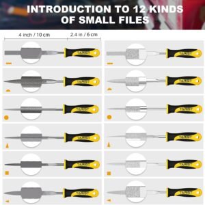 17PCS File Set with Tool Bag, Includes 4PCS Large Metal File, 12PCS Needle File and Wire Brush,Work for Metal, Wood and More - Image 4