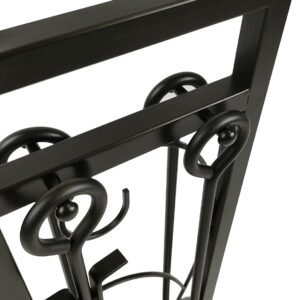 Lizh Metalwork 5 Piece Black Steel Fireplace Tool Set Fireplace Tool Furnace Accessory Kit,Fire Place Set Tools Include Poker,Tongs, Shovel,Brush and Stand Accessories Set,Black - Image 9