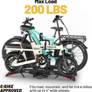 Favoto Electric Bike Rack with Ramp - Foldable Hitch Mounted EBike Carrier for SUV, Truck, RV, Tiltable Heavy Duty Rack Fits 2" Receiver, Holds 200 lbs, Fits Fat Tires up to 4" 13 Favoto Electric Bike Rack with Ramp - Foldable Hitch Mounted EBike Carrier for SUV, Truck, RV, Tiltable Heavy Duty Rack Fits 2" Receiver, Holds 200 lbs, Fits Fat Tires up to 4" - Image 4