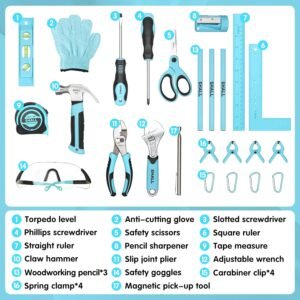 SHALL 26-Piece Kids Size Tool Set, Real Tools Kit for Kids with 12" Tool Bag, Safety Certified Children Learning Tool Set with Hand Tools for Boys & Girls Age 6+, DIY Building, Woodwork & Construction - Image 5