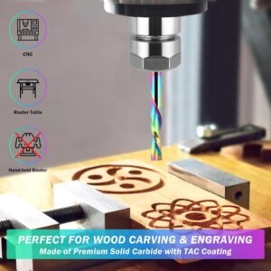 Downcut Spiral Router Bits 1/4 inch Shank, Extra Long 3 inch Solid Carbide with TAC Coating CNC Router Bits Down Cut End Mill for Wood Cut, Carving - Image 7