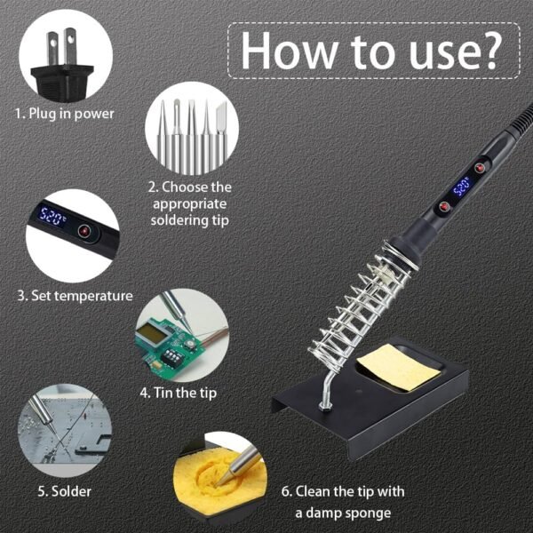 WellerMan Soldering Iron Kit 80W – LCD Digital Adjustable Temperature Soldering Tool Set with 5 Precision Tips, Desoldering Pump, Solder Wire, Stand for DIY, Electrical Repairs, and Metal Work 5 714O5uNez6L. AC SL1000