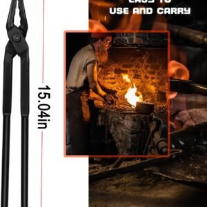 Blacksmith Tongs Wolf Jaw Blacksmithing Tool for Beginner & Professional Blacksmiths Bladesmiths & Craftsmen (15 in) - Image 6