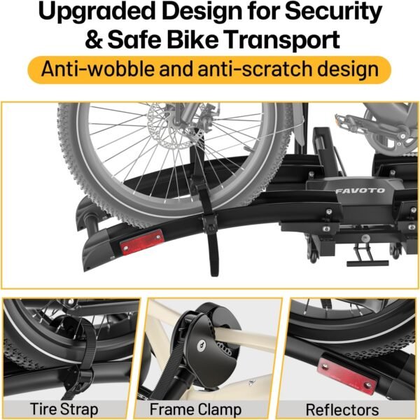 Favoto Electric Bike Rack with Ramp - Foldable Hitch Mounted EBike Carrier for SUV, Truck, RV, Tiltable Heavy Duty Rack Fits 2" Receiver, Holds 200 lbs, Fits Fat Tires up to 4" 7 716dxzhA16L. AC SL1500