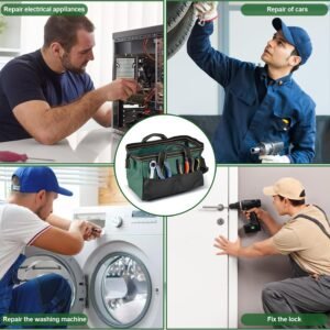 Generic Rugged 16-Inch Wide Mouth Tool Bag for Professionals, Waterproof and Durable. Great for Construction Electricians Carpentry and DIY Enthusiasts, Green - Image 7