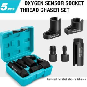 DURATECH 5PCS O2 Oxygen Sensor Socket Thread Chaser Set, 3/8" 1/2" Drive x 7/8" 22mm Oxygen Sensor Remover O2 Sensor Removal Tool Kit - Image 8