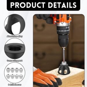90 Degree Angle Drill Hole Guide Straight Hole Drilling Positioner Drill Bit Jig Self Centering Doweling Jig Aluminum Alloy Vertical Drill Guide with 3-10 mm Drill Bushings for Carpentry Tool - Image 5