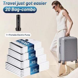 Combo 20 Pack Travel Vacuum Bags for Luggage with Portable Electric Pump,Vacuum Seal Bags for Clothing,Packing Cubes Compression,Cruise Ship and Travel Essentials 10 Combo 20 Pack Travel Vacuum Bags for Luggage with Portable Electric Pump,Vacuum Seal Bags for Clothing,Packing Cubes Compression,Cruise Ship and Travel Essentials - Image 3