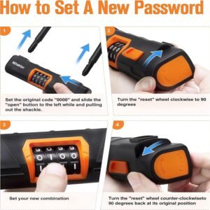 NDakter Bike Locks Heavy Duty Anti Theft, Combo Bike U Lock, 4-Digit Resettable Combination Bicycle Lock, Large U Shaped Ebike Lock with 5Ft Steel Cable for Electric Bike, Escooter, Motorcycle,Door - Image 7