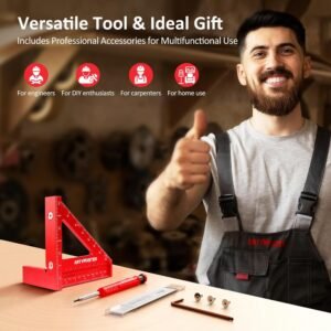 3.8＂Mini 3D Multi-Angle Measuring Square Ruler, WT102A High Precision Hole Scribing Woodworking Tools, 0-90° Aluminum Alloy Carpenter Square Wood Working Tools, Carpenter Pencils 6 Refills. - Image 8
