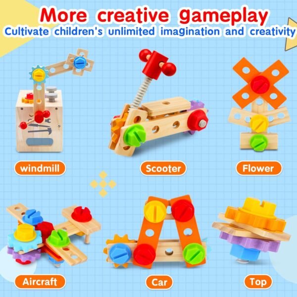 Kids Tool Set - 29 PCS Wooden Toddler Tool with Box, Montessori STEM Educational Pretend Play Construction Toy for 2 3 4 5 6 Year Old Boys Girls, Best Birthday Gift 6 71CMpryzkpL. AC SL1500