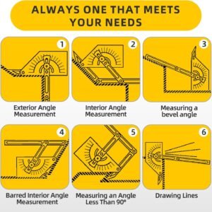 2 Pcs Protractor Angle Finders, Adjustable Protractors 0°-180° with Locking Nut(for Exterior, Interior, Bevel Angles), Portable Angle Measurement Tools for Carpenters & Woodworking Hobbyists & DIYer 16 2 Pcs Protractor Angle Finders, Adjustable Protractors 0°-180° with Locking Nut(for Exterior, Interior, Bevel Angles), Portable Angle Measurement Tools for Carpenters & Woodworking Hobbyists & DIYer - Image 8
