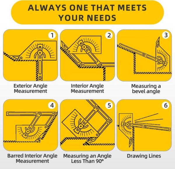 2 Pcs Protractor Angle Finders, Adjustable Protractors 0°-180° with Locking Nut(for Exterior, Interior, Bevel Angles), Portable Angle Measurement Tools for Carpenters & Woodworking Hobbyists & DIYer 8 71CWlA0J+NL. AC SL1500