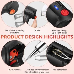 Ayyecoeeye Welder Five-piece set, Versatile Manual Soldering Gun, Internally Heated Industrial Welding Tools, Comes with Solder Wire Rolls, Stand and Accessories (Black) - Image 6