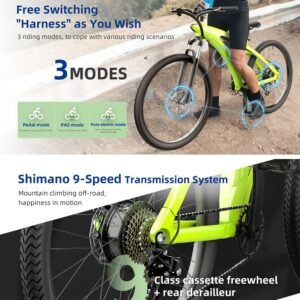Q5 All-Terrain Electric Bike – 650W Powerful Motor, 100KM Long Range, 27.5" Durable Tires, Shimano 9-Speed Gears, Removable Lithium Battery, 3 Riding Modes, Ideal for Off-Road & Daily Commuting - Image 4