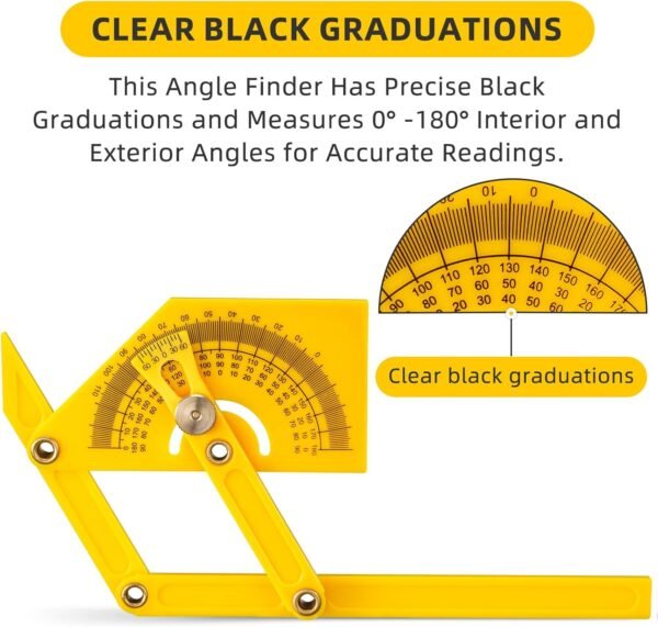 2 Pcs Protractor Angle Finders, Adjustable Protractors 0°-180° with Locking Nut(for Exterior, Interior, Bevel Angles), Portable Angle Measurement Tools for Carpenters & Woodworking Hobbyists & DIYer 4 71DxzRG56rL. AC SL1500