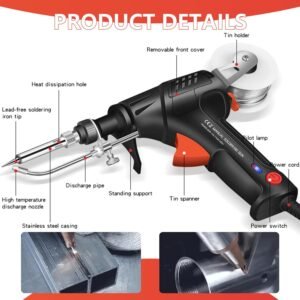 Ayyecoeeye Welder Five-piece set, Versatile Manual Soldering Gun, Internally Heated Industrial Welding Tools, Comes with Solder Wire Rolls, Stand and Accessories (Black) - Image 7