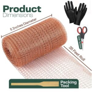 3rd Gen Raytrends Copper Mesh Rodent Control Kit, 5 Inch x 35ft Rustproof Copper Wool Blend, Ideal for Sealing Water Gaps, Gardening - DIY Hole Filler with Scissors, Gloves & Packing Tool 11 3rd Gen Raytrends Copper Mesh Rodent Control Kit, 5 Inch x 35ft Rustproof Copper Wool Blend, Ideal for Sealing Water Gaps, Gardening - DIY Hole Filler with Scissors, Gloves & Packing Tool - Image 3