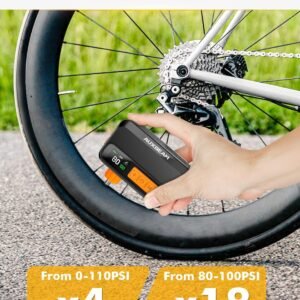 Auxbeam Bike Pump with Gauge - 1500mAh Battery & Brushless Motor, 120 PSI Electric Bicycle Pump, 25-28L/Min Wind Speed, Ultra-Fast Inflation Portable Air Pump for Road, MTB, City Bike Tires - Image 6
