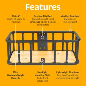 Retrospec Tote & Tote Plus Ebike Basket Lightweight, Aluminum Front Basket for Electric Bikes - Image 8