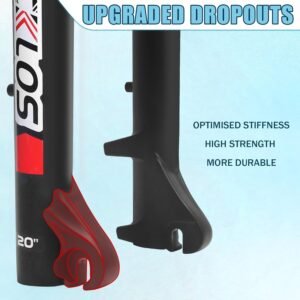 BUCKLOS 20 inch 4.0 Fat Tire Bike Suspension Fork, 180mm Travel 135mm Spacing Hub 9mm QR Ebike Oil MTB Fat Fork, Double Crown 1-1/8 Straight Electric Bicycle Front Fork, Snow Beach Mountain Bike - Image 6