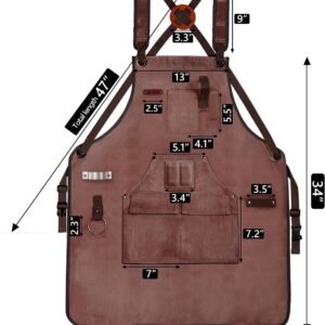 Woodworking Apron for Men, Shop Apron 20 oz Canvas Work Apron with 9 Tool Pockets, Heavy Duty Wood Working Workshop Bib Apron for Carpenter Woodworker Blacksmith, Men Gift, Adjustable to S- 3XL, Brown 15 Woodworking Apron for Men, Shop Apron 20 oz Canvas Work Apron with 9 Tool Pockets, Heavy Duty Wood Working Workshop Bib Apron for Carpenter Woodworker Blacksmith, Men Gift, Adjustable to S- 3XL, Brown - Image 7