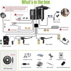 BAFANG 1000W Mid Drive Kit,BBS03 BBS-HD 52V Ebike Motor with Digital Display&46T Chainring,Mid Drive Electric Bike Conversion Kits with Battery(Optional) Fit 68-73MM BB Size Bikes - Image 7