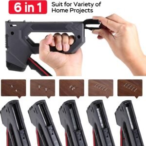 YEAHOME 6-in-1 Staple Gun Heavy Duty, Upholstery Manual Brad Nailer Power Adjustment Stapler Gun with 5000 Staples for Fixing Material, Wood, Crafts, Carpentry, Decoration DIY - Image 5