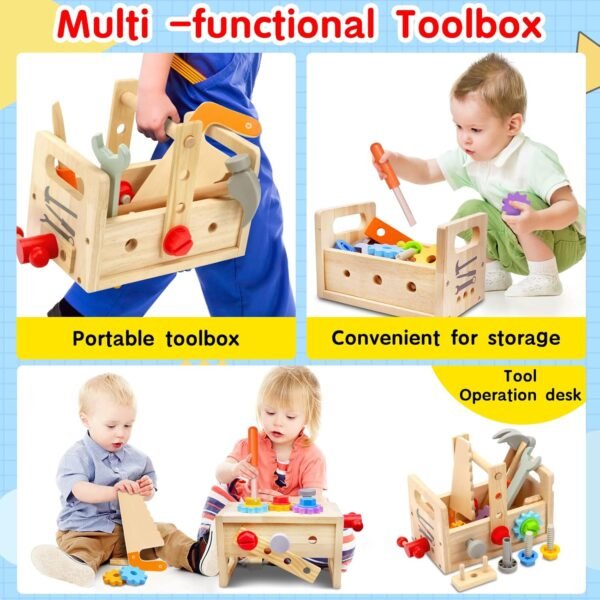 Kids Tool Set - 29 PCS Wooden Toddler Tool with Box, Montessori STEM Educational Pretend Play Construction Toy for 2 3 4 5 6 Year Old Boys Girls, Best Birthday Gift 5 71MspGQ7TNL. AC SL1500