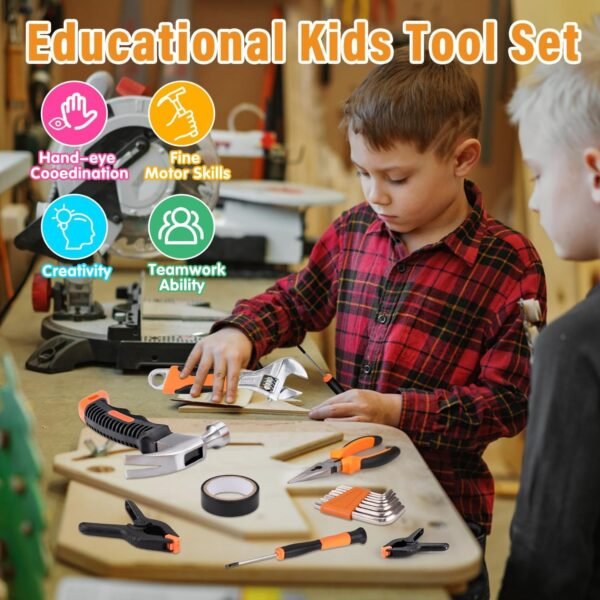 27-Piece Orange Kids Tool Set with Tool Storage Bag, Real Hand Tool Kit for Boys & Girls, Children Learning Tools for DIY Building, Woodworking and Construction, 6+ Years Old Birthday 7 71NksQKTLpL. AC SL1500
