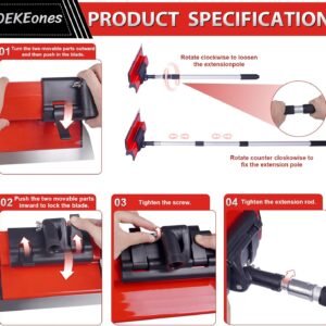 DEKEones Drywall Skimming Blade Set, Stainless Steel 10",16" & 24" Skimming Blades with 28"-62" Extension Handle Pole, Professional Drywall Skimming Tools for Smoothing Wall and Ceiling - Image 4