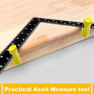 Tall Stair Gauges for Framing Square with Holder and Carabiner, Stair Gauge Knobs Tool for Speed Square, Framing Square Stops Guide Tools for Carpentry Squares, Framing Jig Circular Saw, Gold - Image 4