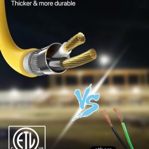 HYPERLITE Construction String Lights: 50FT 5 Bulbs Work Lights with Climbing Hooks - IP65 Waterproof Linkable LED Industrial Temporary Lighting for Construction Sites Attic Crawlspace Renovation 14 HYPERLITE Construction String Lights: 50FT 5 Bulbs Work Lights with Climbing Hooks - IP65 Waterproof Linkable LED Industrial Temporary Lighting for Construction Sites Attic Crawlspace Renovation - Image 6