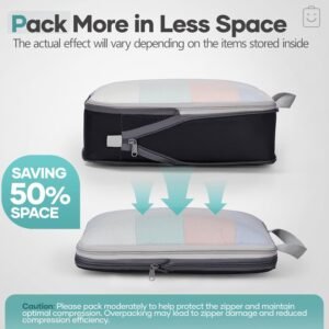 Veken 9/11 Set Compression Packing Cubes for Travel Essentials,Compressible Expandable Large Luggage Suitcase Organizer Bags for Clothing,Durable Space Saver Storage Bags with Toiletry Bags(Black) 17 Veken 9/11 Set Compression Packing Cubes for Travel Essentials,Compressible Expandable Large Luggage Suitcase Organizer Bags for Clothing,Durable Space Saver Storage Bags with Toiletry Bags(Black) - Image 7