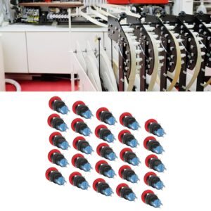 25Pcs 16mm Button Switch Mushroom Head Self Locking Push Switches with Light for Textile Equipment Industrial Machinery (AC/DC24V) - Image 5