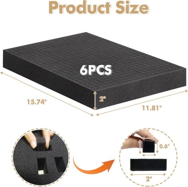 6Pcs Pick and Pluck Foam Large Size Apart Foam Insert Pre-Cubed Pick Padding Polyethylene Sheets for Crafts Toolboxes Storage Drawer 15.74 * 11.82 IN 3 71Th2RoLRzL. AC SL1500