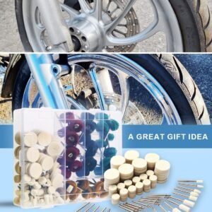 140 PCS Polishing Kit for Dremel, Abrasive Buffing Wheels Polishing Bits for Rotary Tool Accessories with 1/8 Inch Shank, Sanding Kit for Metal, Resin, Wood Watch, Jewelry, Aluminum and Brass with Box - Image 5