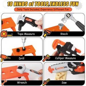 Kids Tool Set Toys, 48 Pcs Toddler Tool Set with Portable Tool Box, Electronic Toy Drill & Electric Chainsaw, Construction Tools Gifts for Boys Aged 3 4 5 6 7, Christmas Birthday Gifts for Toddlers - Image 6