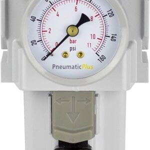 PneumaticPlus SAW400-N04BG-MEP Compressed Air Filter Regulator Piggyback Combo 1/2" NPT - Metal Bowl, Manual Drain, Bracket, Gauge 10 PneumaticPlus SAW400-N04BG-MEP Compressed Air Filter Regulator Piggyback Combo 1/2" NPT - Metal Bowl, Manual Drain, Bracket, Gauge - Image 3