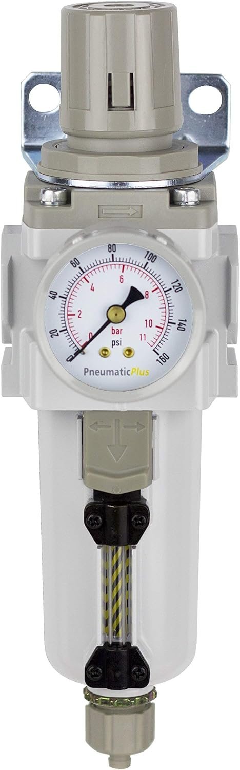PneumaticPlus SAW400-N04BG-MEP Compressed Air Filter Regulator Piggyback Combo 1/2" NPT - Metal Bowl, Manual Drain, Bracket, Gauge 3 71VtDp5cu5L. AC SL1500
