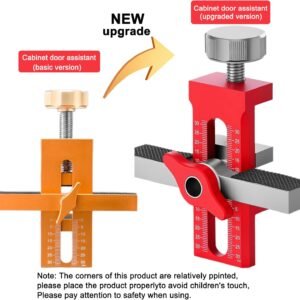 Cabinet Door Installation Jig, 2-in-1 Mounting Tool with Adjustable Positioner, Aluminium Alloy Versatile Cabinet Door Positioning Tool for Most Cabinet Doors with 3 Drill Bits (Red) - Image 6