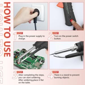 Ayyecoeeye Welder Five-piece set, Versatile Manual Soldering Gun, Internally Heated Industrial Welding Tools, Comes with Solder Wire Rolls, Stand and Accessories (Black) - Image 8